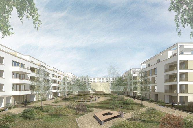 Lincoln-Siedlung Wohnbebauung mit Supermarkt und Laeden - Noack Hoefe - Darmstadt