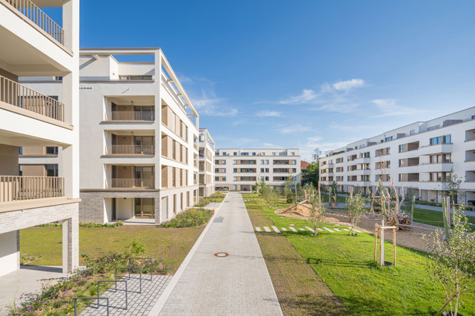 Lincoln-Siedlung Wohnbebauung mit Supermarkt und Laeden - Noack Hoefe - Darmstadt