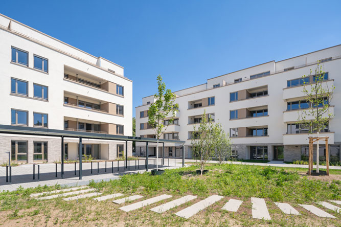 Lincoln-Siedlung Wohnbebauung mit Supermarkt und Laeden - Noack Hoefe - Darmstadt