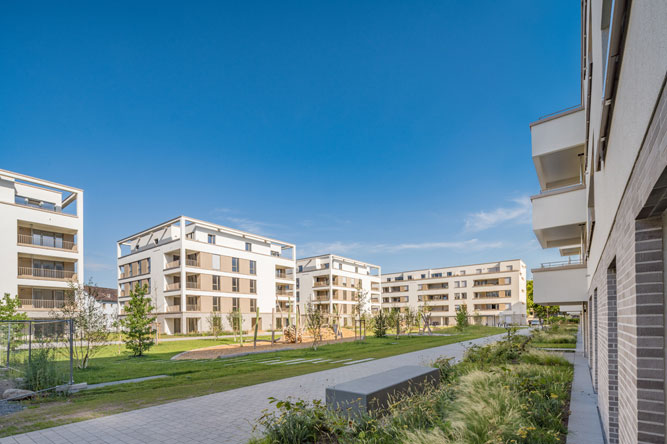 Lincoln-Siedlung Wohnbebauung mit Supermarkt und Laeden - Noack Hoefe - Darmstadt